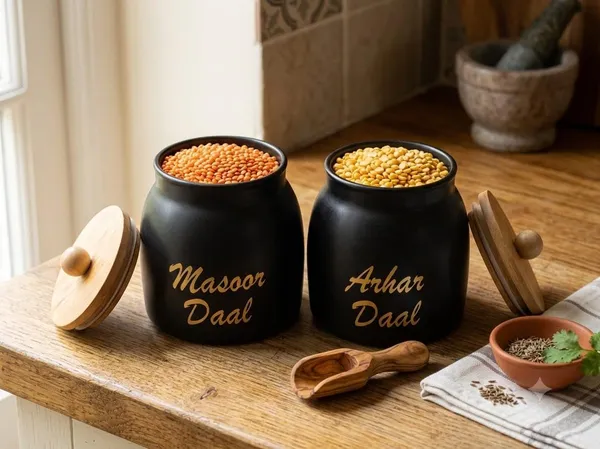 Aan_Decor_Daal_Storage_Container_Metal_With_Airtight_Wooden_Lid_Pack_Of_2