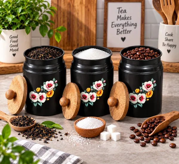 Metal_Kitchen_Canister_With_Wooden_Lid_Floral_Print_Pack_Of_6