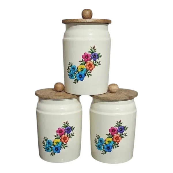 Metal_Kitchen_Canister_With_Wooden_Lid_Floral_Print_Pack_Of_6