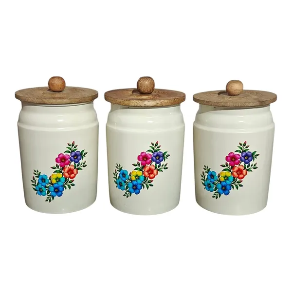 Metal_Kitchen_Canister_With_Wooden_Lid_Floral_Print_Pack_Of_6