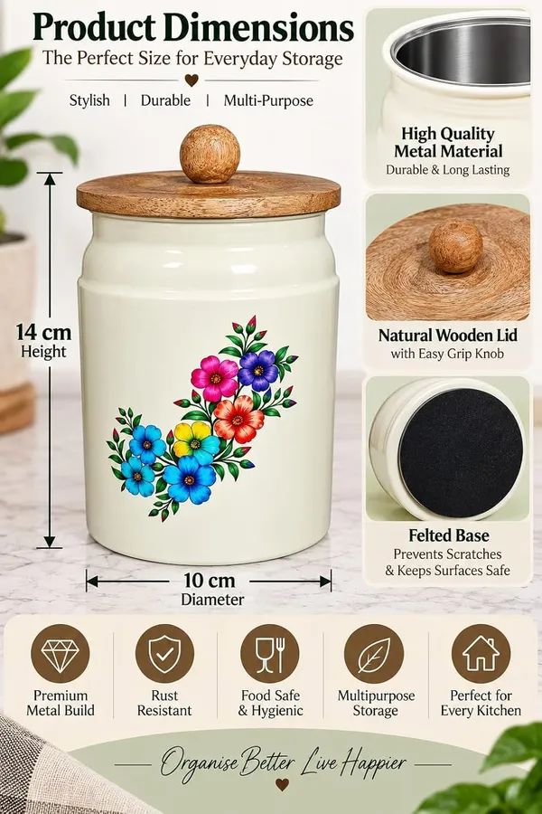 Metal_Kitchen_Canister_With_Wooden_Lid_Floral_Print_Pack_Of_6