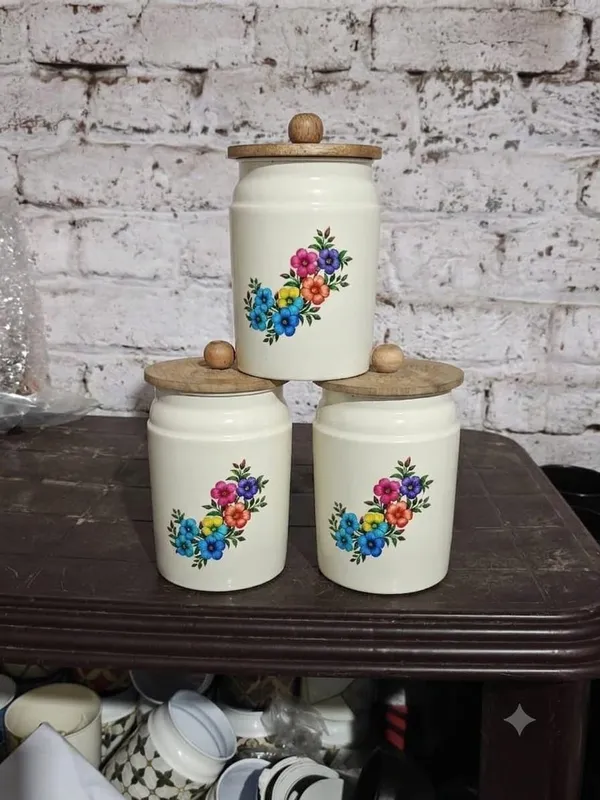 Metal_Kitchen_Canister_With_Wooden_Lid_Floral_Print_Pack_Of_6