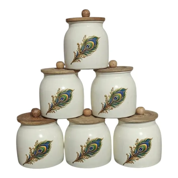 Metal_Kitchen_Canister_With_Wooden_Lid_Floral_Print_Pack_Of_6