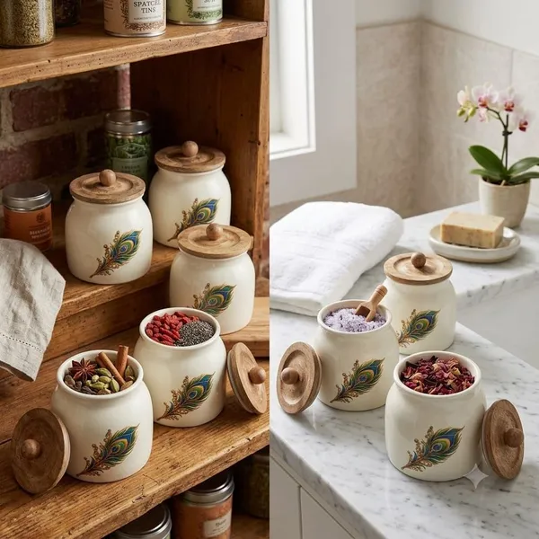 Metal_Kitchen_Canister_With_Wooden_Lid_Floral_Print_Pack_Of_6
