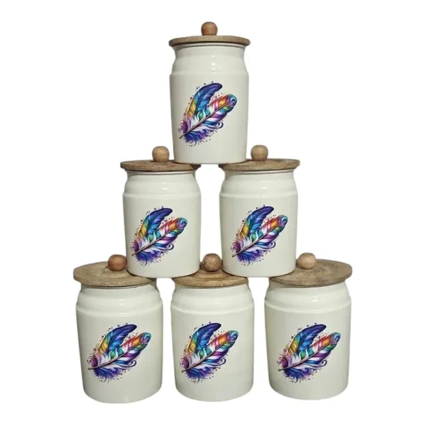 Metal_Kitchen_Canister_With_Wooden_Lid_Floral_Print_Pack_Of_6