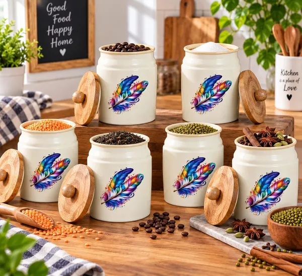 Metal_Kitchen_Canister_With_Wooden_Lid_Floral_Print_Pack_Of_6