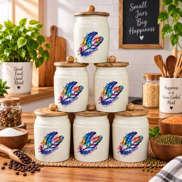 Metal_Kitchen_Canister_With_Wooden_Lid_Floral_Print_Pack_Of_6