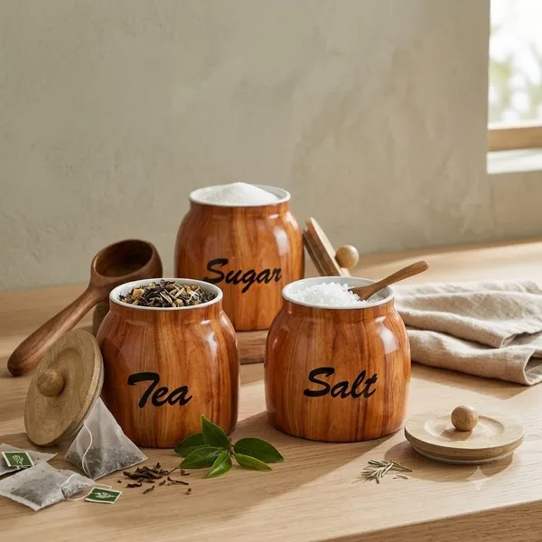 Aan_Decor_Salt_Sugar_Tea_Metal_Storage_Jar_Set_With_Wooden_Lid_Airtight_Seal_Food_Safe_Coating_Floral_Print_Design_Felted_Non-Slip_Base_Rust_Free_Metal_Body_Pack_Of_3