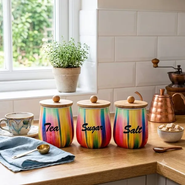 Aan_Decor_Salt_Sugar_Tea_Metal_Storage_Jar_Set_With_Wooden_Lid_Airtight_Seal_Food_Safe_Coating_Floral_Print_Design_Felted_Non-Slip_Base_Rust_Free_Metal_Body_Pack_Of_3