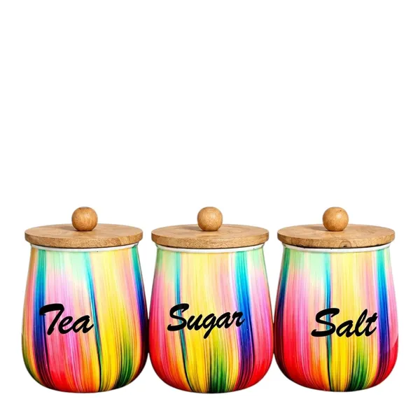 Aan_Decor_Salt_Sugar_Tea_Metal_Storage_Jar_Set_With_Wooden_Lid_Airtight_Seal_Food_Safe_Coating_Floral_Print_Design_Felted_Non-Slip_Base_Rust_Free_Metal_Body_Pack_Of_3