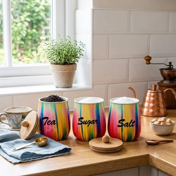 Aan_Decor_Salt_Sugar_Tea_Metal_Storage_Jar_Set_With_Wooden_Lid_Airtight_Seal_Food_Safe_Coating_Floral_Print_Design_Felted_Non-Slip_Base_Rust_Free_Metal_Body_Pack_Of_3
