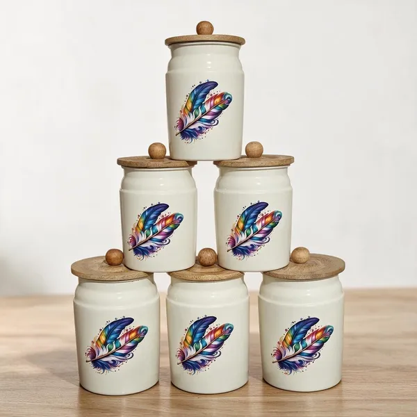 Metal_Kitchen_Canister_With_Wooden_Lid_Floral_Print_Pack_Of_6