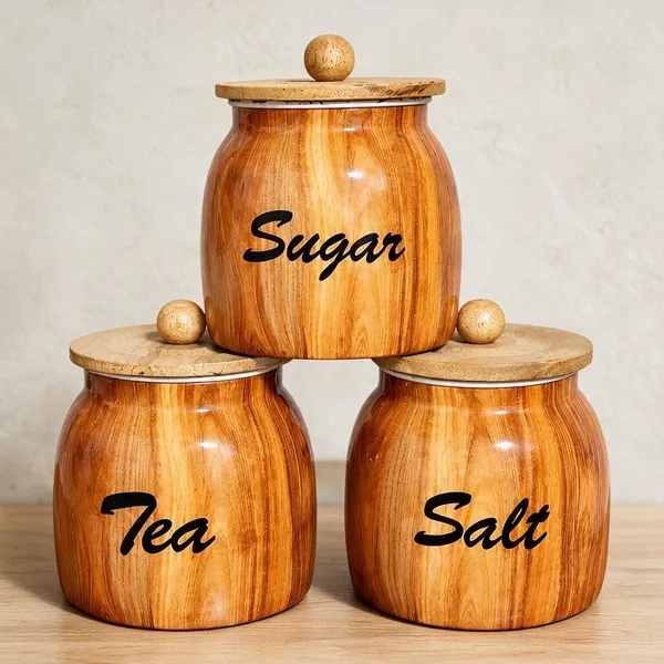 Aan_Decor_Salt_Sugar_Tea_Metal_Storage_Jar_Set_With_Wooden_Lid_Airtight_Seal_Food_Safe_Coating_Floral_Print_Design_Felted_Non-Slip_Base_Rust_Free_Metal_Body_Pack_Of_3