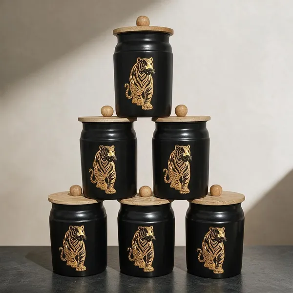 Metal_Kitchen_Canister_With_Wooden_Lid_Floral_Print_Pack_Of_6