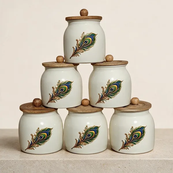 Metal_Kitchen_Canister_With_Wooden_Lid_Floral_Print_Pack_Of_6