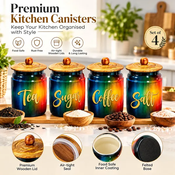 Multicolor_Metal_Kitchen_Canister_Set_Of_4_With_Airtight_Wooden_Lids