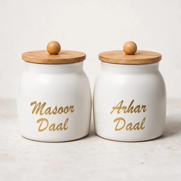 Aan_Decor_Daal_Storage_Container_Metal_With_Airtight_Wooden_Lid_Pack_Of_2