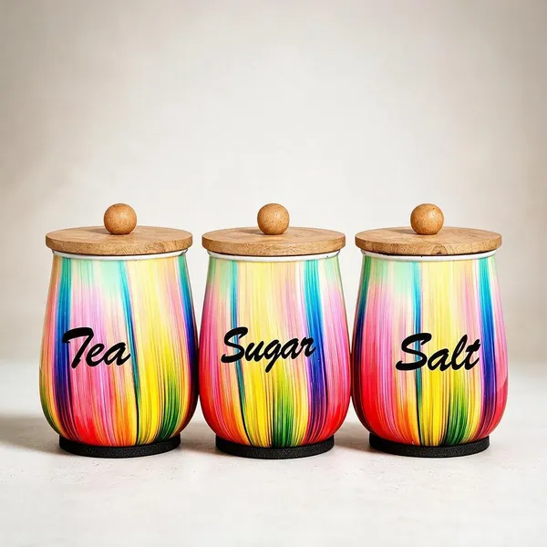 Aan_Decor_Salt_Sugar_Tea_Metal_Storage_Jar_Set_With_Wooden_Lid_Airtight_Seal_Food_Safe_Coating_Floral_Print_Design_Felted_Non-Slip_Base_Rust_Free_Metal_Body_Pack_Of_3