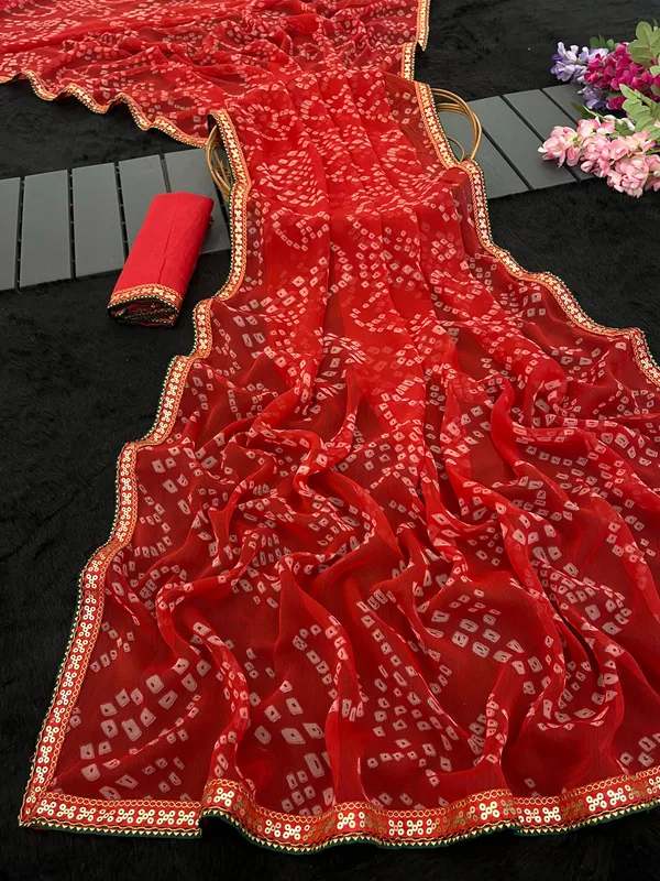 Red_Pure_Georgette_Saree_For_Women