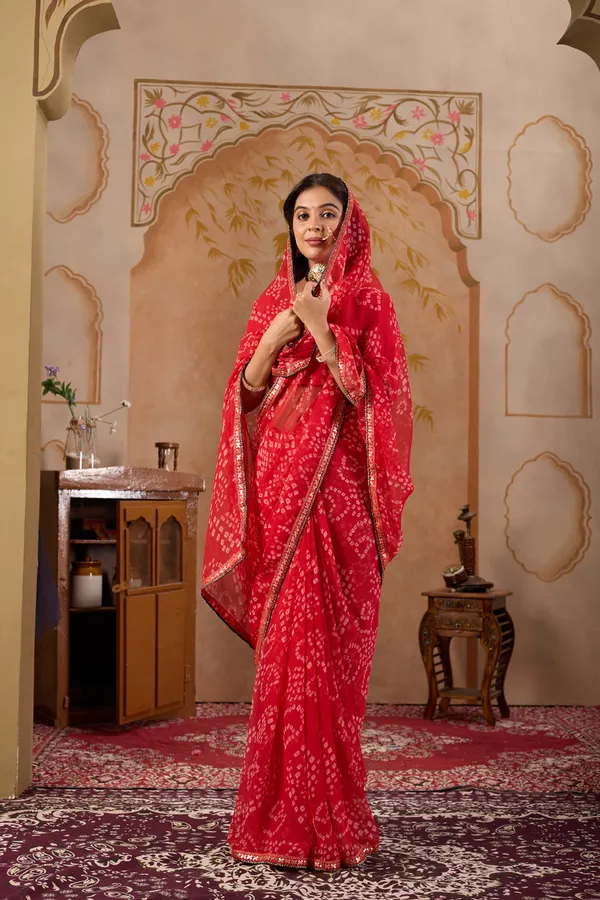Red_Pure_Georgette_Saree_For_Women