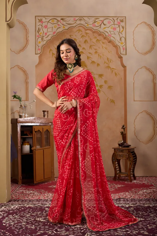 Red_Pure_Georgette_Saree_For_Women