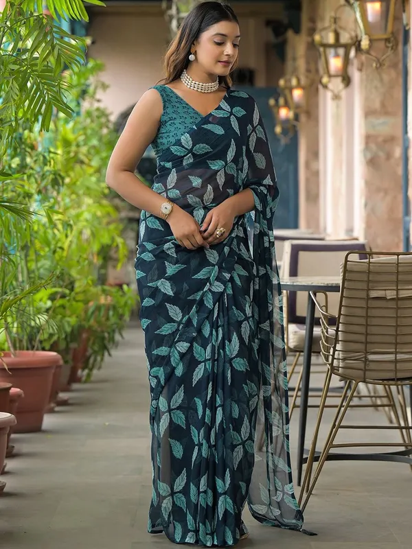 Blue_Pure_Chiffon_Saree_For_Women