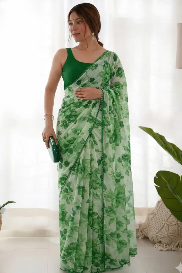 Green_Pure_Chiffon_Saree_For_Women