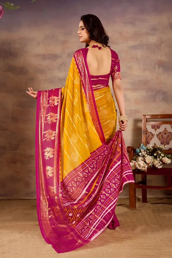 Yellow,_Magenta_Pure_Georgette_Saree_For_Women