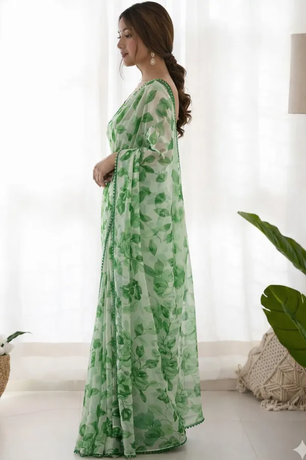 Green_Pure_Chiffon_Saree_For_Women