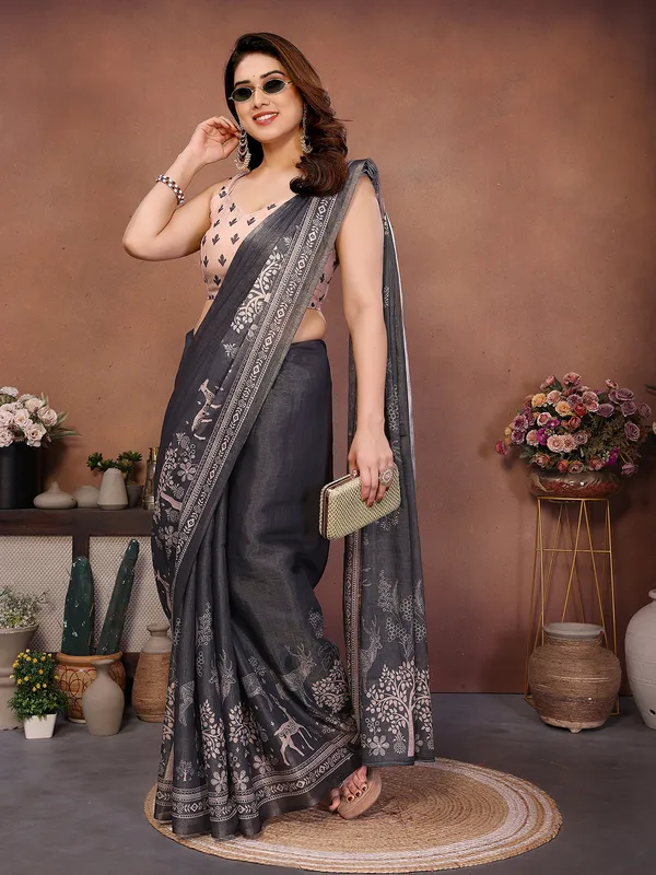 Grey_Silk_Blend_Saree_For_Women