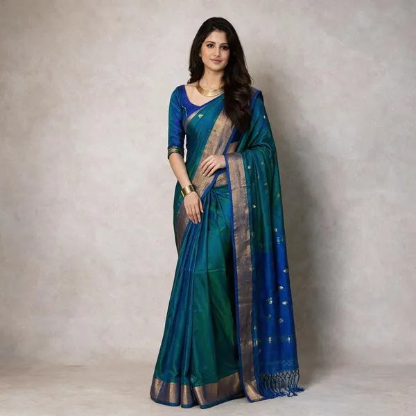 Blue_Green_Silk_Cotton_Saree_For_Women