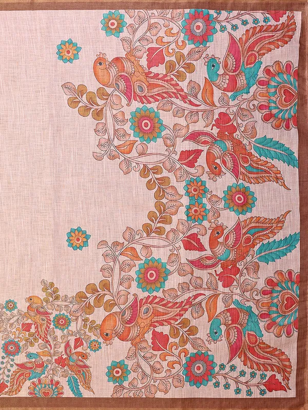 Peach_Silk_Blend_Saree_For_Women