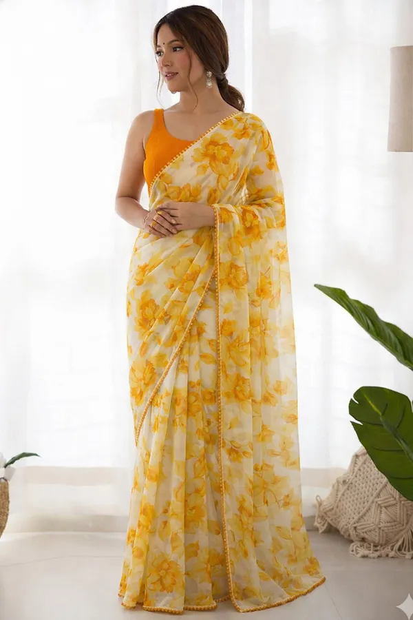 Yellow_Pure_Chiffon_Saree_For_Women