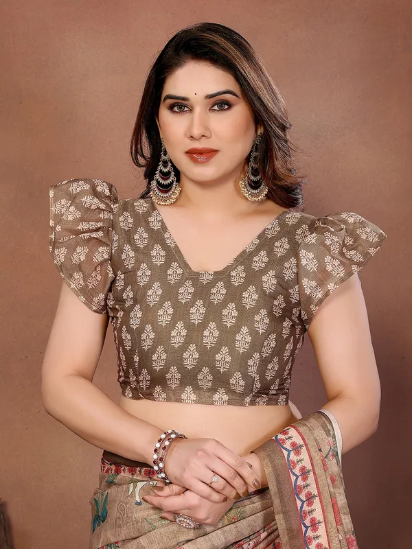 Beige_Silk_Blend_Saree_For_Women