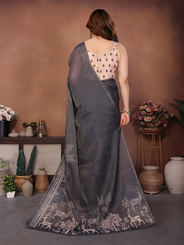 Grey_Silk_Blend_Saree_For_Women