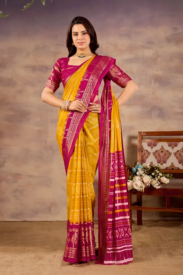 Yellow,_Magenta_Pure_Georgette_Saree_For_Women