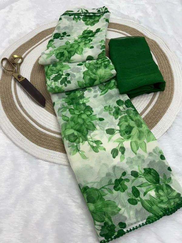 Green_Pure_Chiffon_Saree_For_Women
