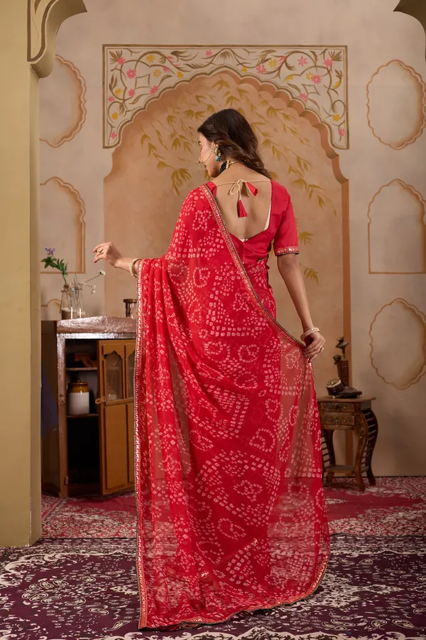Red_Pure_Georgette_Saree_For_Women