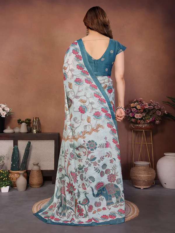 Blue_Silk_Blend_Saree_For_Women