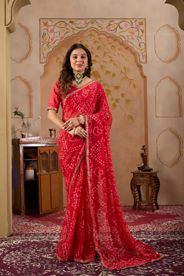 Red_Pure_Georgette_Saree_For_Women
