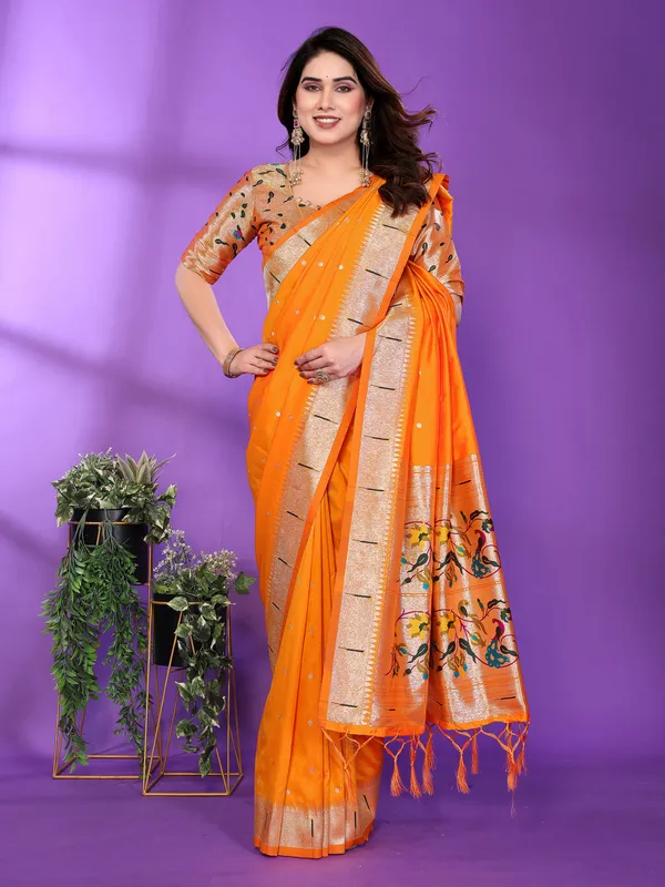 Orange_Silk_Cotton_Saree_For_Women