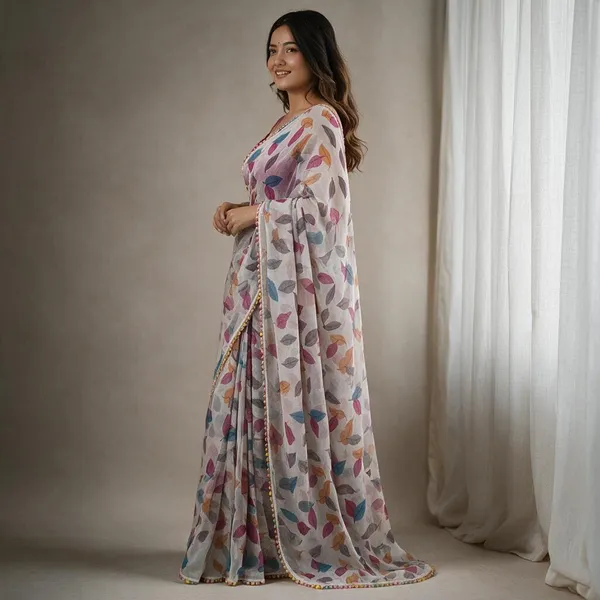 Multicolor_Pure_Chiffon_Saree_For_Women