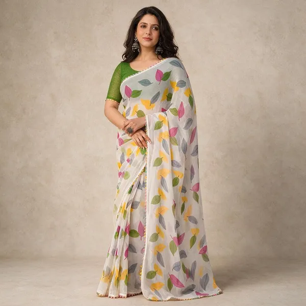 White,_Green,_Pink,_Yellow,_Grey_Pure_Chiffon_Saree_For_Women