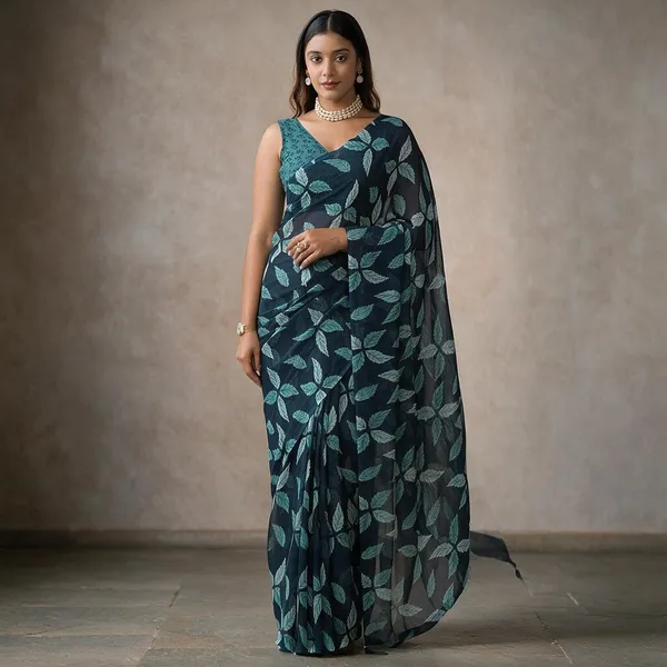 Blue_Pure_Chiffon_Saree_For_Women