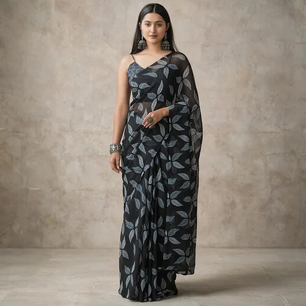 Black_Pure_Chiffon_Saree_For_Women
