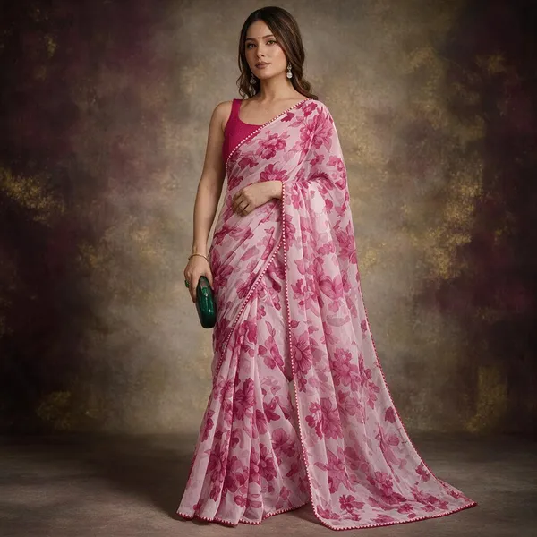 Pink_Pure_Chiffon_Saree_For_Women