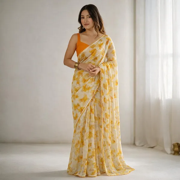Yellow_Pure_Chiffon_Saree_For_Women