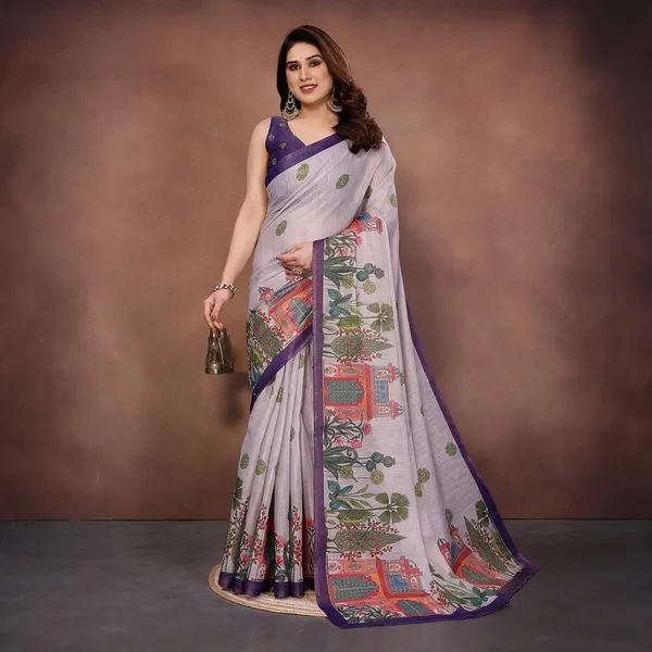 Lavender_Silk_Blend_Saree_For_Women