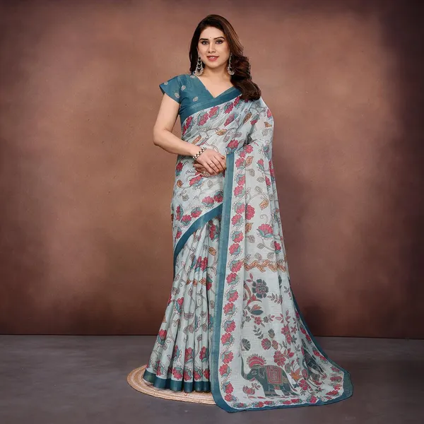 Blue_Silk_Blend_Saree_For_Women