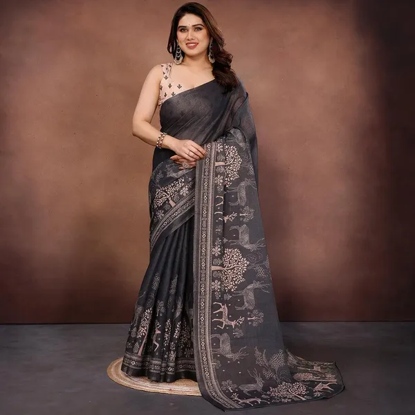 Grey_Silk_Blend_Saree_For_Women